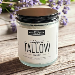 Lavender Whipped Tallow Cream - All Natural Grass Fed Beef Tallow Lotion, Moisturizer and whipped body butter