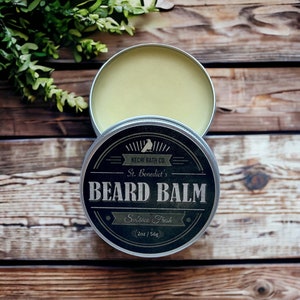 St. Benedicts Premium Organic Beard Balm, Fathers Day Gift Beard Grooming Kit, Gift for Him, Husband Boyfriend Gift immagine 1