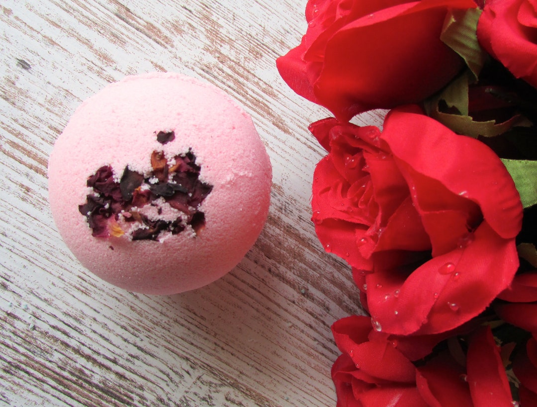 Rose Bath Bomb Rose Petal Bath Bomb Rose Gold Bath Fizzy Etsy
