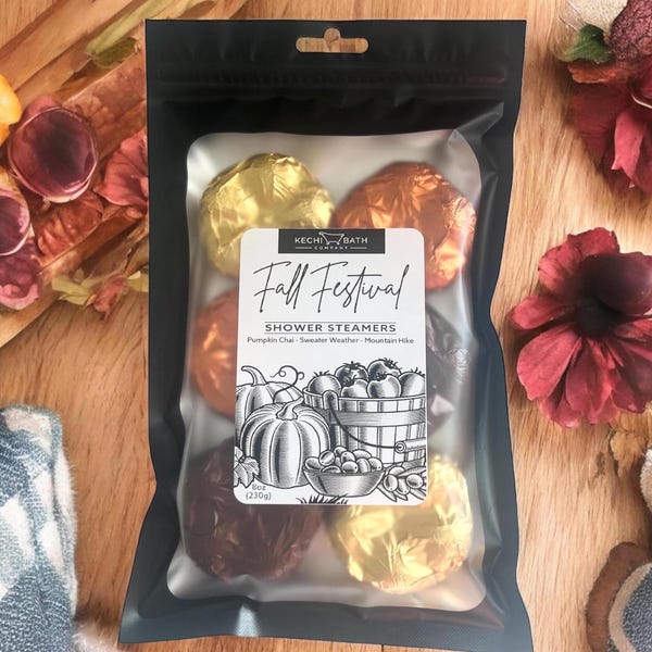 Fall Festival Shower Steamers 6-pack, Fall Home, Pumpkin Spice Gift, handmade autumn gift for her, Aromatherapy Shower Bombs, fall shower