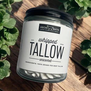 Unscented Whipped Tallow Cream - All Natural Grass Fed Beef Tallow Lotion, Moisturizer, fragrance free