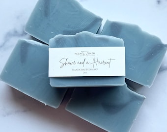 Shave and a Haircut Artisan Soap Bar, Handmade soap gift for him, Fathers Day Gift, cold process soap, Clean Scented Soap