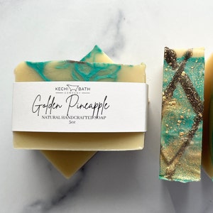 Golden Pineapple Soap Artisan Soap, Cold Process Soap Organic Soap Handcrafted Soap, Bar Soap Fruity Soap, Pineapple Soap Tropical Soap