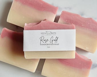 Rose Gold Artisan Soap | Handmade Cold Process Soap Bar, Organic Soap, Natural Skincare, Rose Scented Soap, Natural Soap, Mothers day gift
