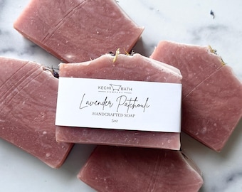 Lavender Patchouli Handmade Artisan Soap Bar | stocking stuffers, Lavender Shea Butter Soap, Herbal Soap