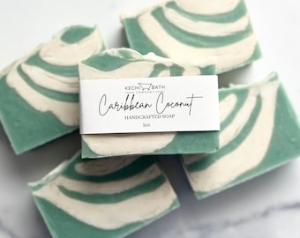 Caribbean Coconut Handmade Artisan Soap Bar, Tropical Coconut Milk Soap