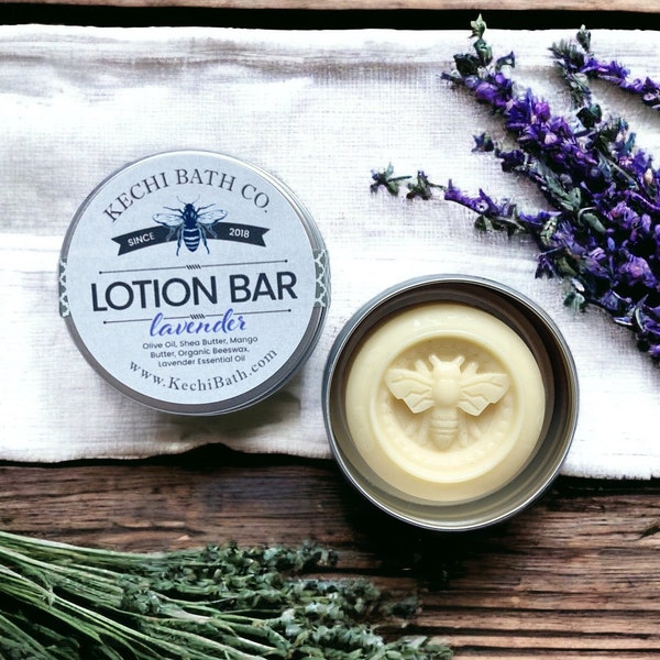 Lavender Beeswax Solid Lotion Bar | Lavender Essential Oil, Natural Lotion Bar in tins, organic lotion