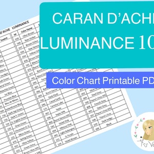 Swatch Sheet for Caran d'Ache Luminance Colored Pencils Instant Download File VERSION 2 image 1