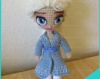IJsprinses pop/gehaakte Amigurumi pop patroon/Amigurumi/pop gehaakt/prinses gehaakte pop