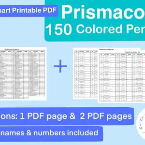Prismacolor Premier 150 Color Swatch Chart - Instant Download