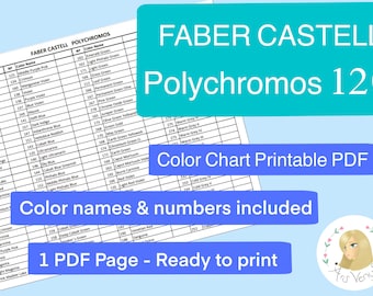 Swatch Sheet for Faber Castell Polychromos Colored Pencils - Instant Download File - VERSION 1