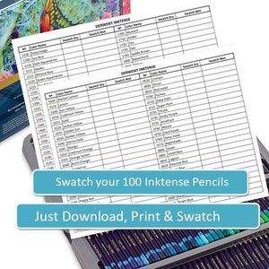 100 Inktense Color Chart Template Instant Download Digital PDF Download and Print Inktense Pencil Swatch Sheet 100 Shades image 3