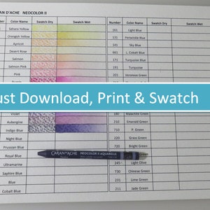 Neocolor II color chart Digital PDF Download and Print Caran d ache Chart Swatch Sheet Instant Download File image 4