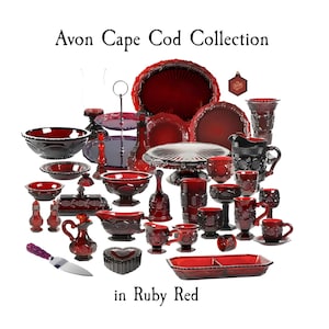 Vintage AVON Cape Cod Cranberry Glassware Dinnerware