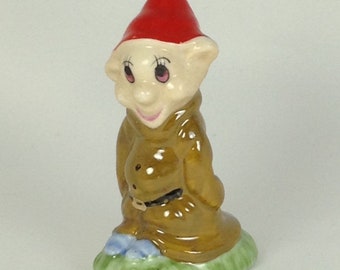 Dopey Red Hat Rare Vintage Disney Porcelain Bisque Figurine Snow White