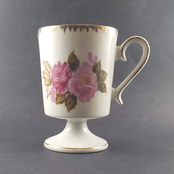 Gilt Edge Rose Pedestal Mug Made in Japan