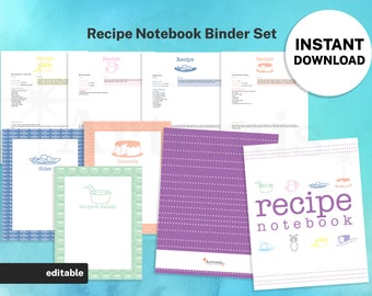 Complete Set of Recipe Binder Templates Bundle, EDITABLE Recipe Book Template, Recipe Cards, Sheets, Dividers, 8.5x11 Printable Original