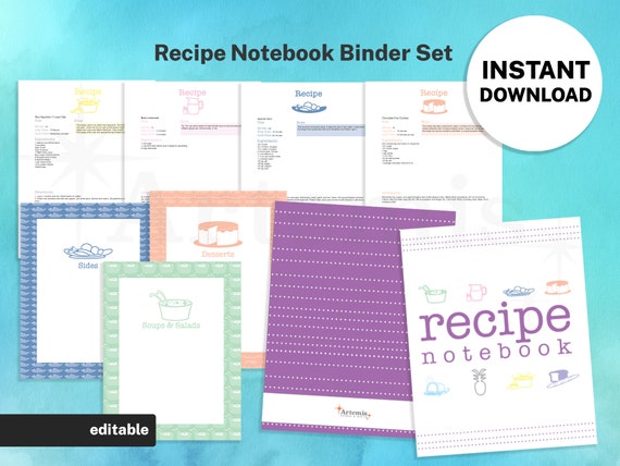 Complete Set of Recipe Binder Templates Bundle EDITABLE | Etsy
