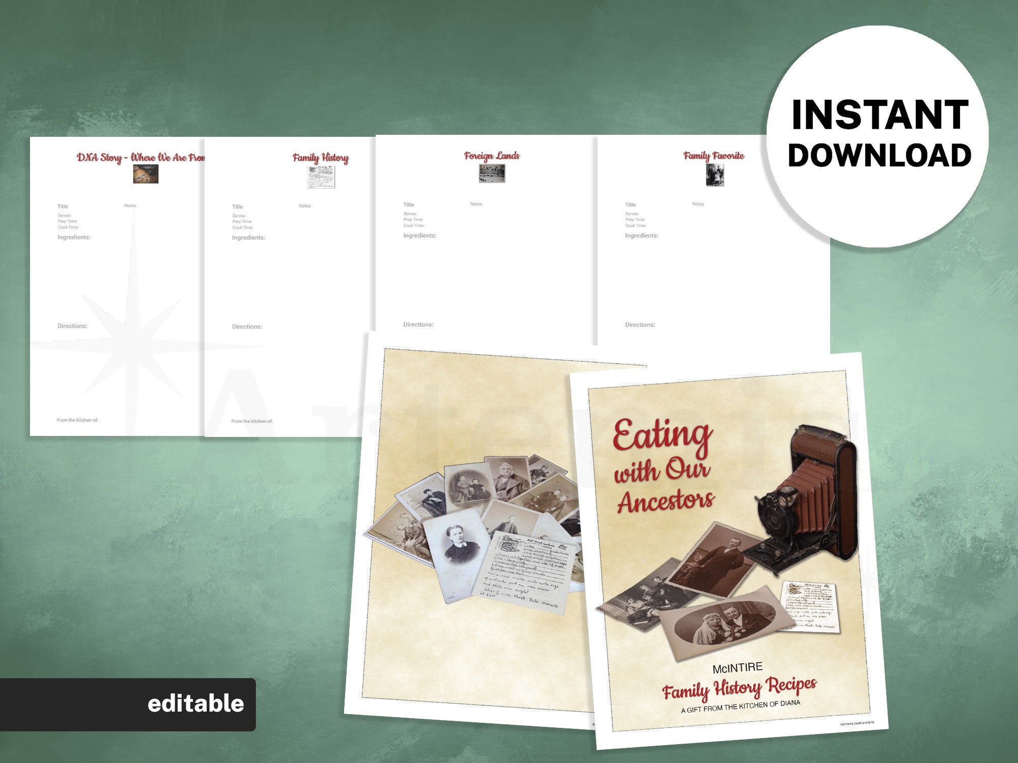 Family Recipe Binder Introduction Pages, EDITABLE Cookbook Template ...