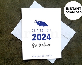 Congratulations Graduate Class of 2024 - Pick Your School Color, Make Your Own Cards at Home, Instant Download, Graduation Design