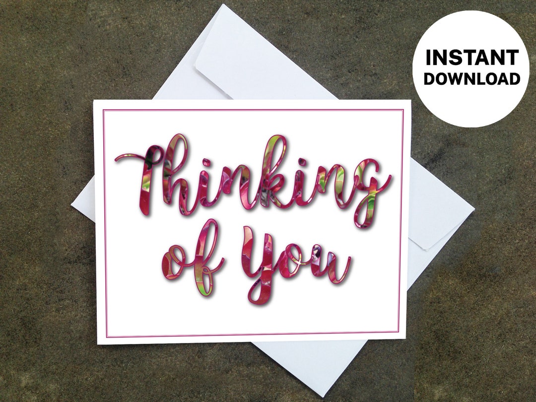 Pink Floral Thinking of You Card – Printable DIY (instant Download) - Etsy