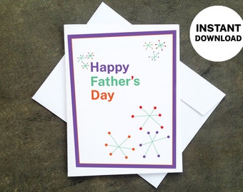 Printable Father's Day Card - Make Your Own Cards at Home, Instant Download, DIY Card, Retro Mid-Century Design