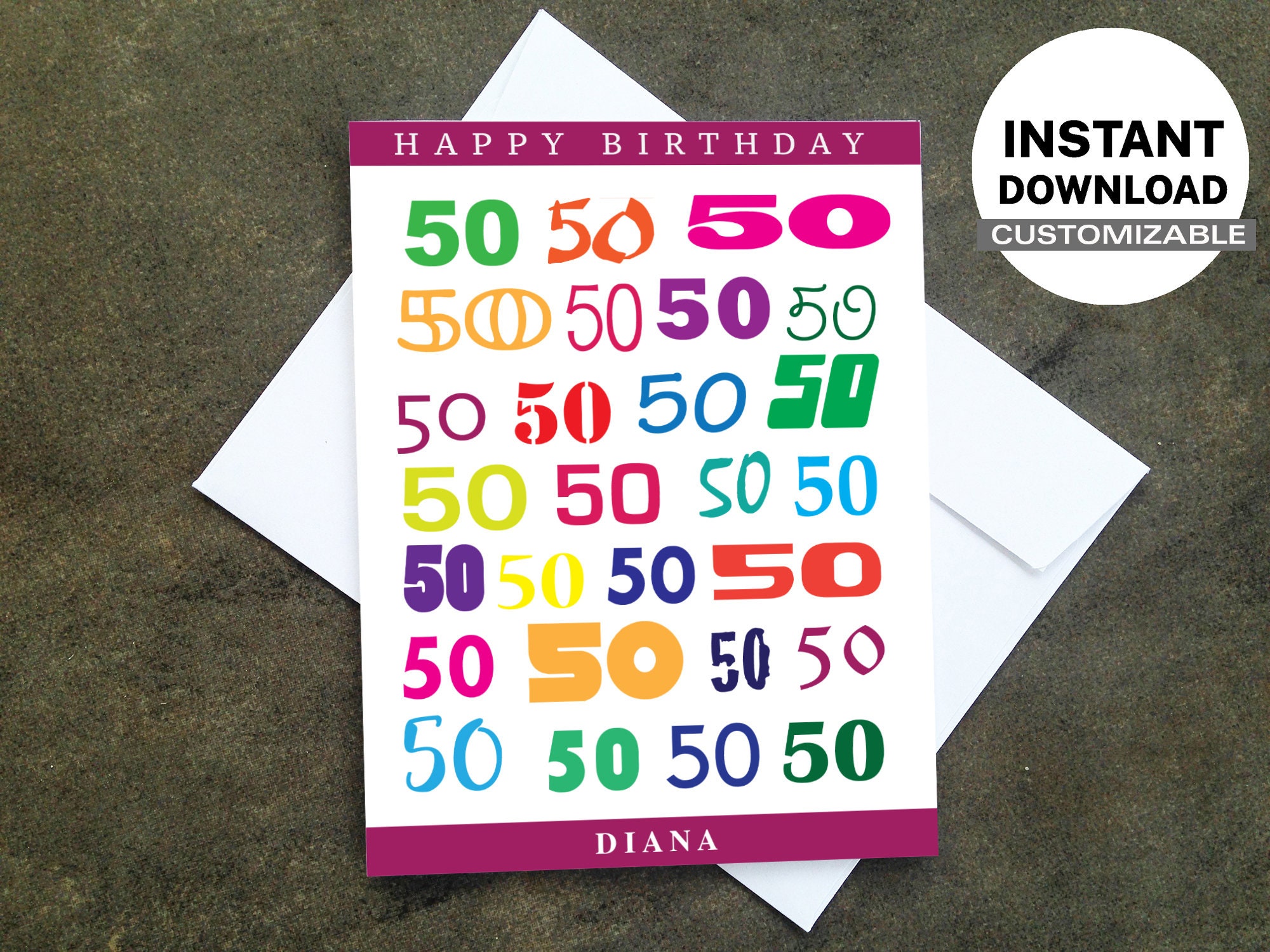 Printable Personalized Birthday Card Make Your Own Cards At Etsy