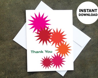 Make Your Own Thank You Card - Print Your Own Cards at Home, Instant Digital Download, DIY Card, Red Design