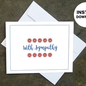 Printable Sympathy Daisy Card - Make Your Own Cards at Home, Instant Download, DIY Card, Floral Design