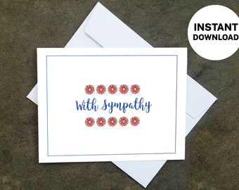 Printable Sympathy Daisy Card - Make Your Own Cards at Home, Instant Download, DIY Card, Floral Design
