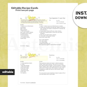 Recipe Card Appetizer Template, EDITABLE Recipe Book and Binder Template, 8.5x11 Printable, Digital Cookbook, Mid-Century Retro image 1