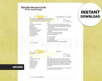 Recipe Card Appetizer Template, EDITABLE Recipe Book and Binder Template, 8.5x11 Printable, Digital Cookbook, Mid-Century Retro