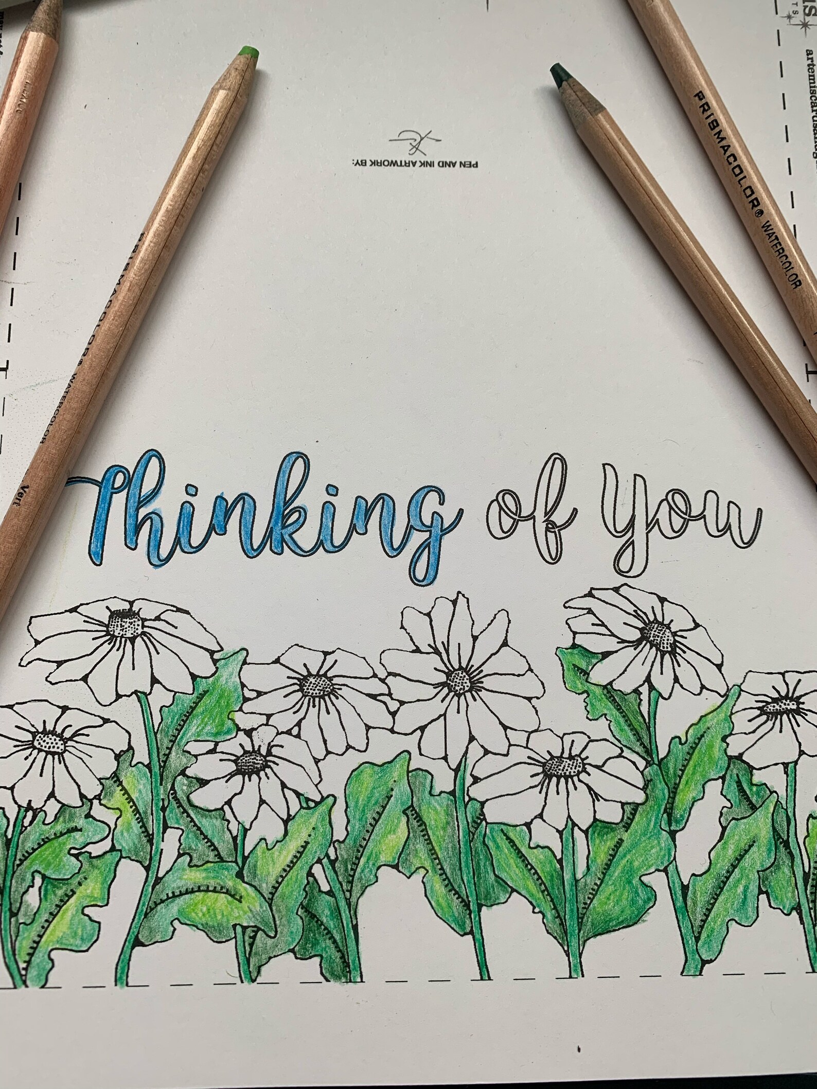 Floral Thinking of You Coloring Card – DIY Printable (PDF) - Etsy