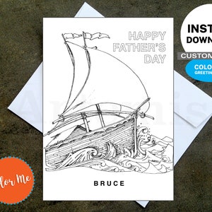 Printable Sailing Father's Day Card - Make Your Own Cards at Home, Instant Download, Customized DIY Card, Sailboat Design