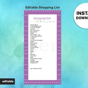Weekly Shopping List Template, EDITABLE Grocery List, Food Planner Shopping Sheet, 8.5x11 Printable, Original