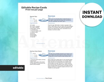 Recipe Card Side Dish Template, EDITABLE Recipe Book and Binder Template, 8.5x11 Printable Digital Food Planner Cookbook, Original