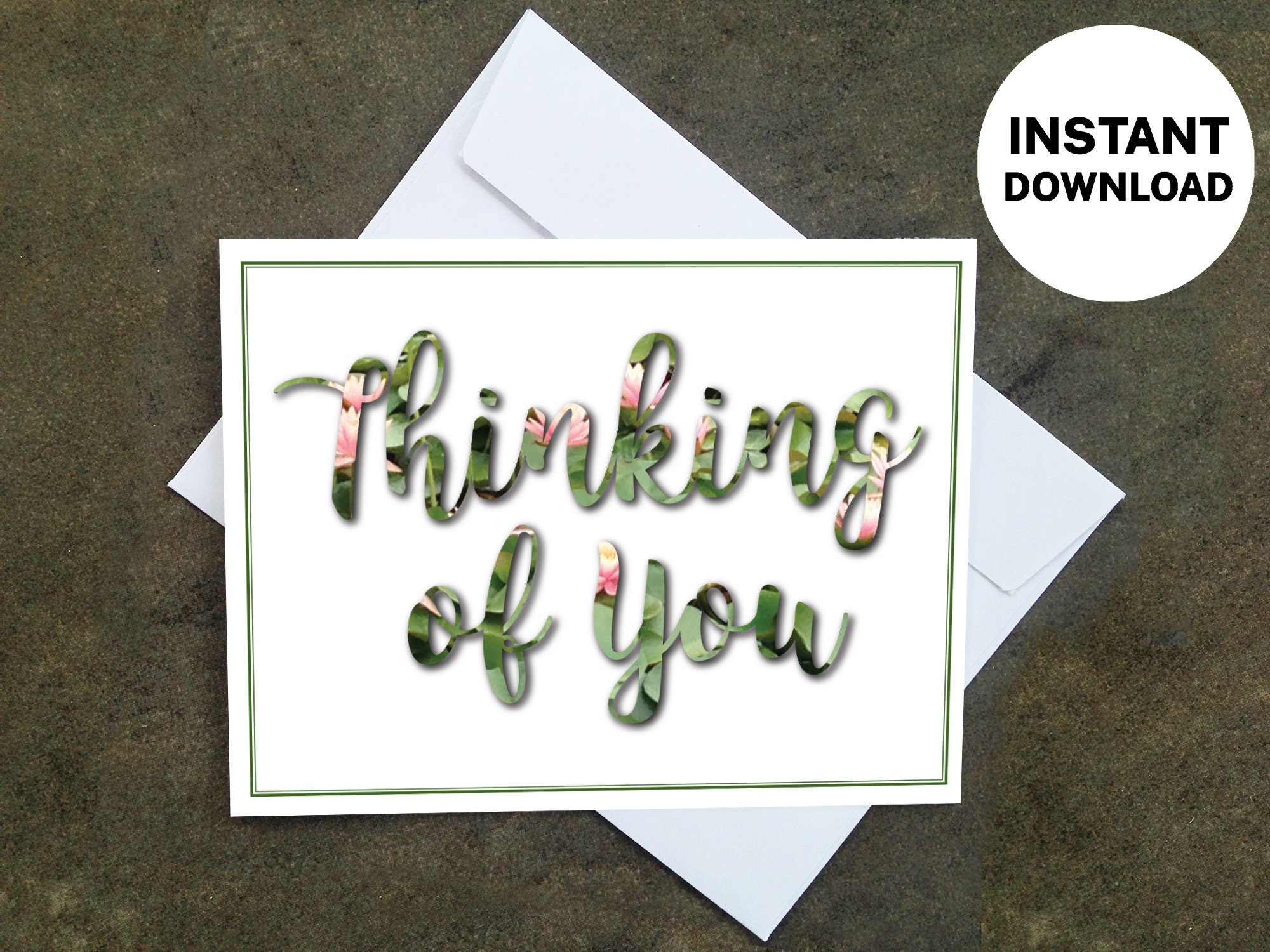 Waterlily Thinking of You Card – Printable Floral DIY Card (digital ...