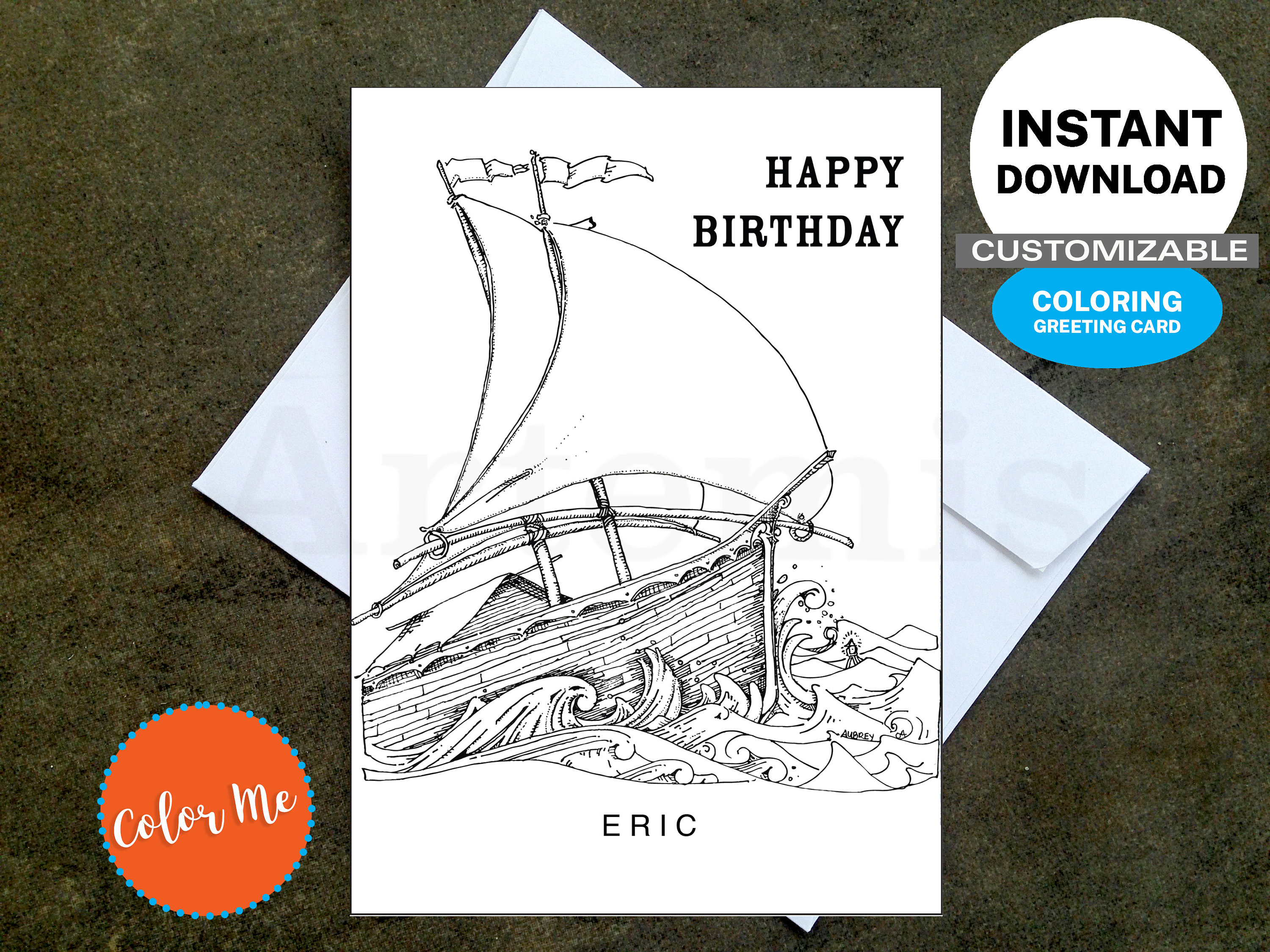 Printable Sailing Birthday Card - Make Your Own Cards at Home, Instant ...