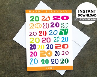 Printable Colorful Birthday Card – Personalized DIY Design (Instant Download)