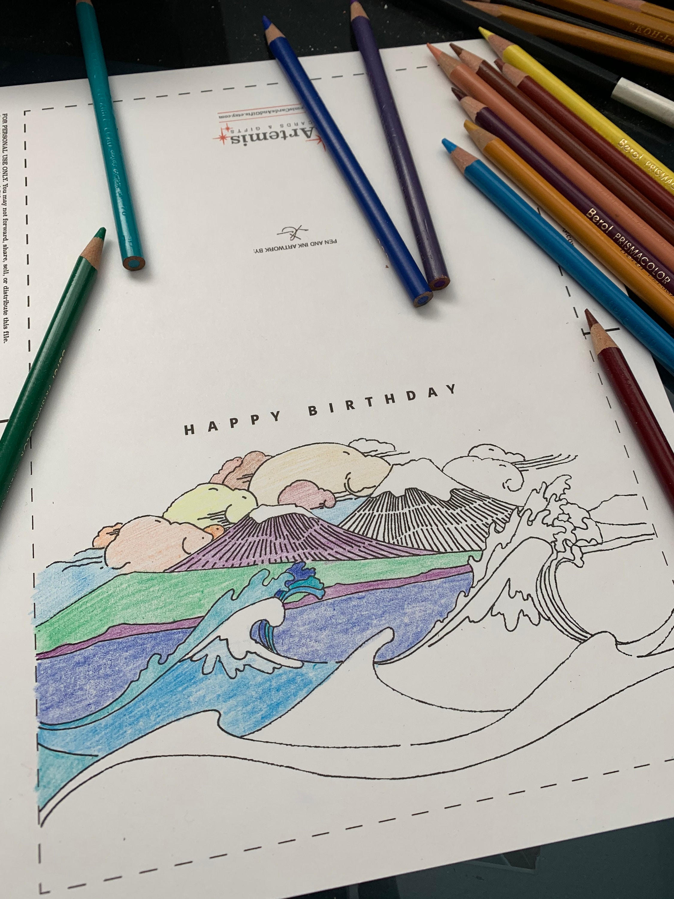 Printable Personalized Coloring Birthday Card Make Your Own Cards at ...