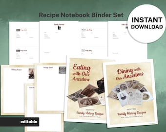 Plantillas para archivadores de recetas familiares, libro de recetas editable (PDF)