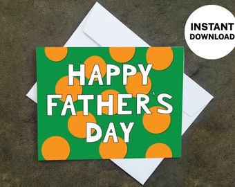 Carte imprimable pour la fête des pères - Créez vos propres cartes à la maison, téléchargement immédiat, bricolage, conception à pois orange