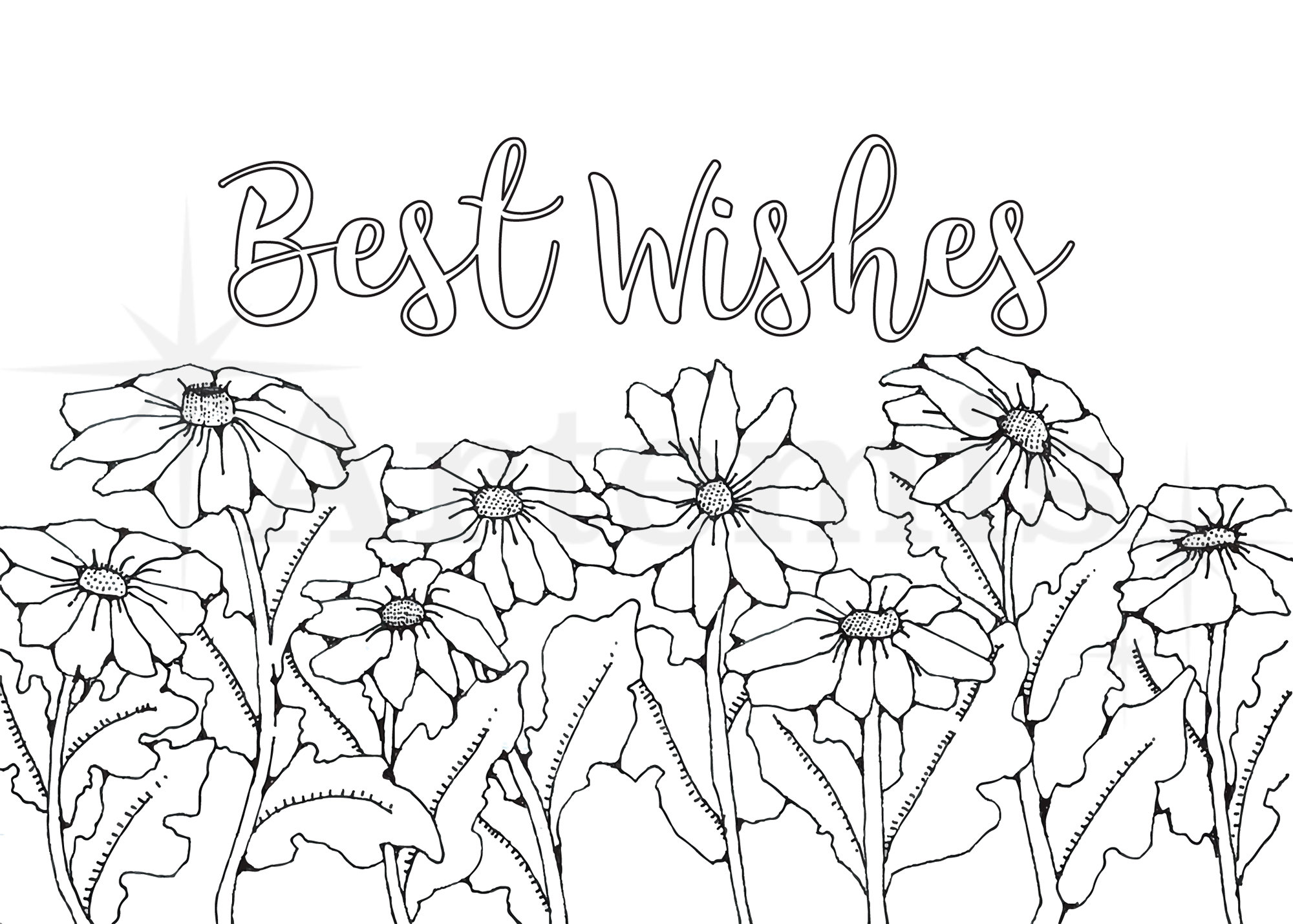 Printable Coloring Best Wishes Lazy Susan Card Make Your Own Etsy