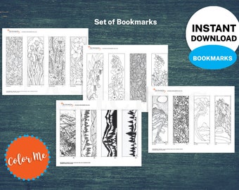 Color Your Own Bookmarks – Hand Drawn Floral & Nature Designs (Instant Download)