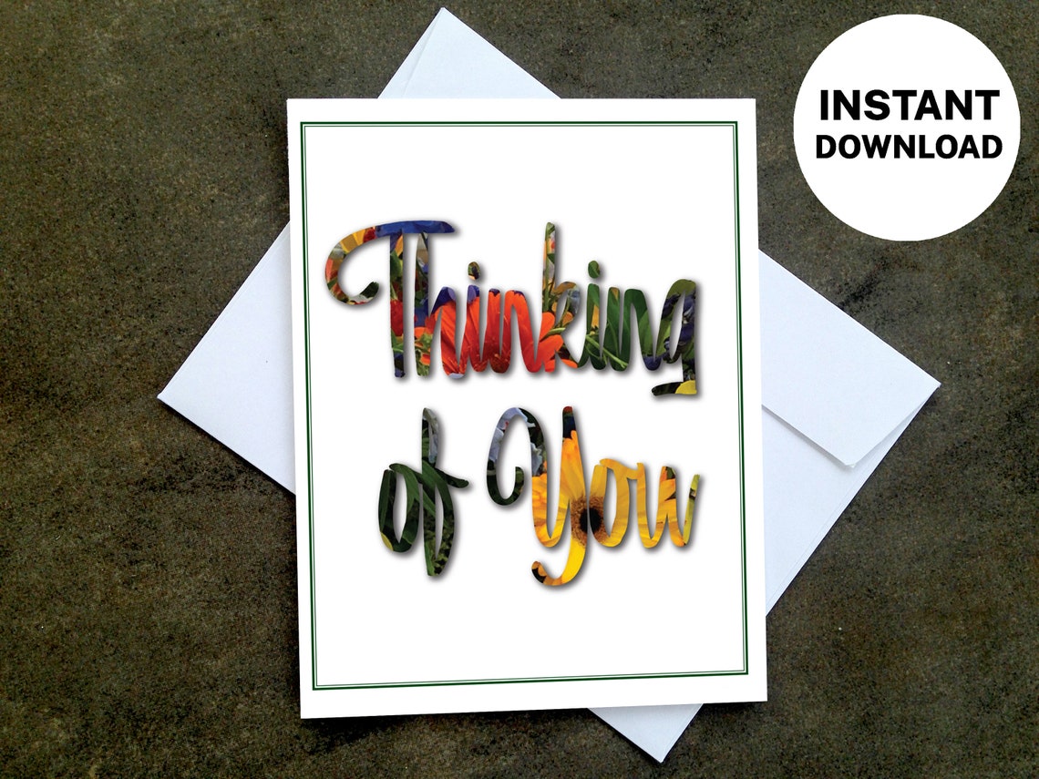 Printable Thinking of You Card With Flowers Make Your Own - Etsy