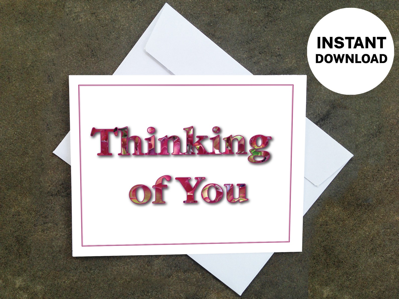 Printable Pink Floral Thinking of You Card – DIY Greeting (instant ...