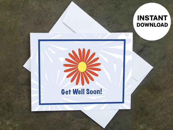 printable get well card make your own cards at home instant download diy card daisy design make a get well card