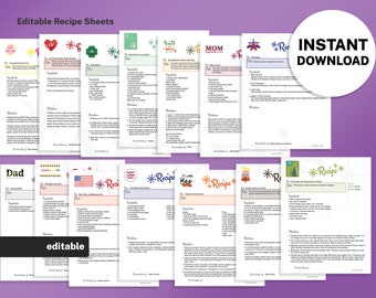 Plantillas de recetas navideñas, libro de recetas imprimible (editable, 8,5 x 11, PDF)