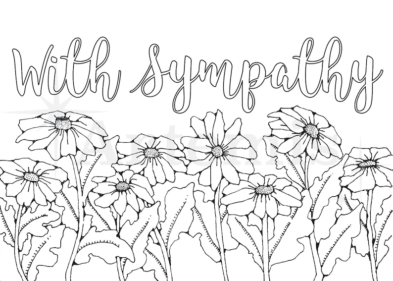 Printable Coloring Sympathy Daisy Card - Make Your Own Cards at Home ...