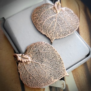 Vintage Hollow Mesh Copper Leaf Earrings